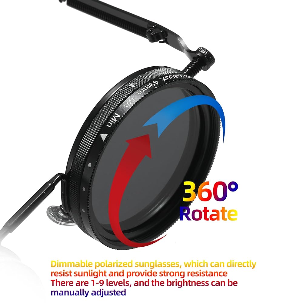 1-9 Gears Adjustable Tint Sunglasses for Men Fishing Shady Rays UV400 Round Polarized Small Glasses 45-22-155mm