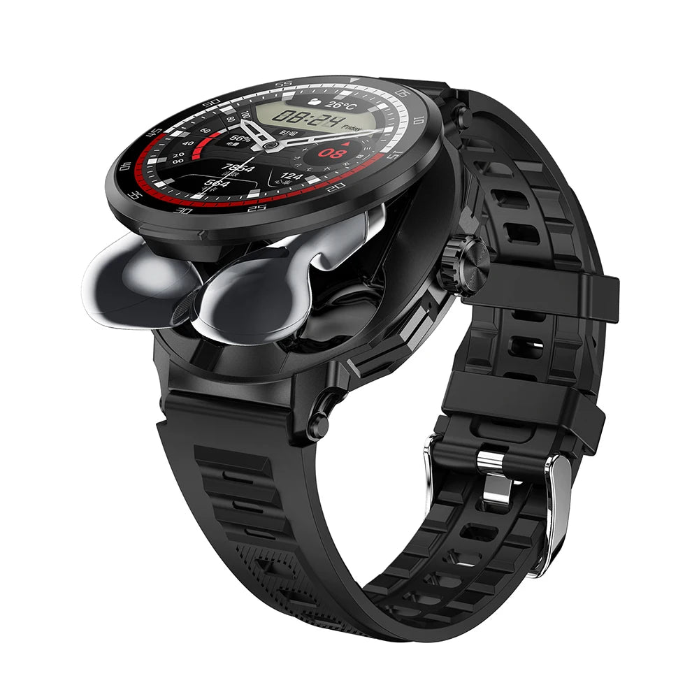 TWS 2 In 1 Smart Sports Watch Touchscreen Wireless Bluetooth Headset Calling Health Monitor Fitness Record Watches With Headset