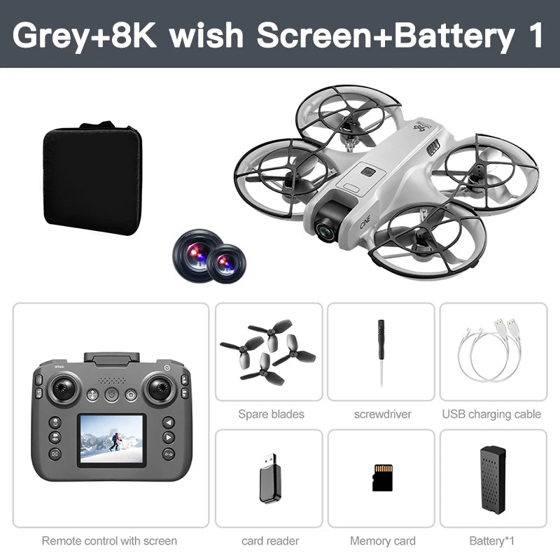 New V666 Drone Mini RC Aerial 8KHD VR Camera Foldable Intelligent Obstacle Avoidance Screen Remote Control Brushless Motor UAV