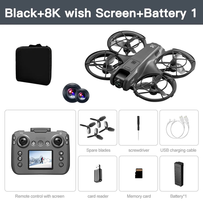 New V666 Drone Mini RC Aerial 8KHD VR Camera Foldable Intelligent Obstacle Avoidance Screen Remote Control Brushless Motor UAV