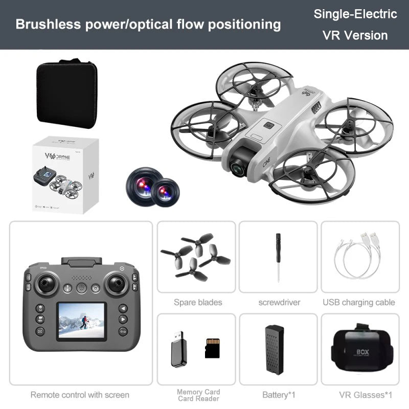 New V666 Drone Mini RC Aerial 8KHD VR Camera Foldable Intelligent Obstacle Avoidance Screen Remote Control Brushless Motor UAV