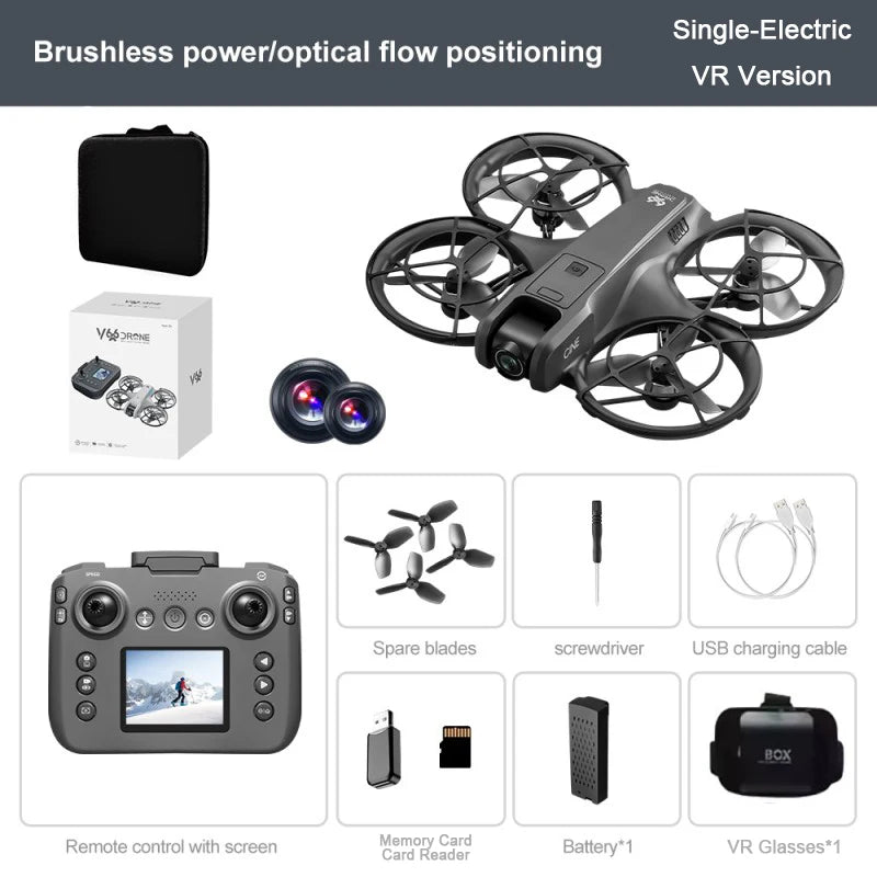 New V666 Drone Mini RC Aerial 8KHD VR Camera Foldable Intelligent Obstacle Avoidance Screen Remote Control Brushless Motor UAV