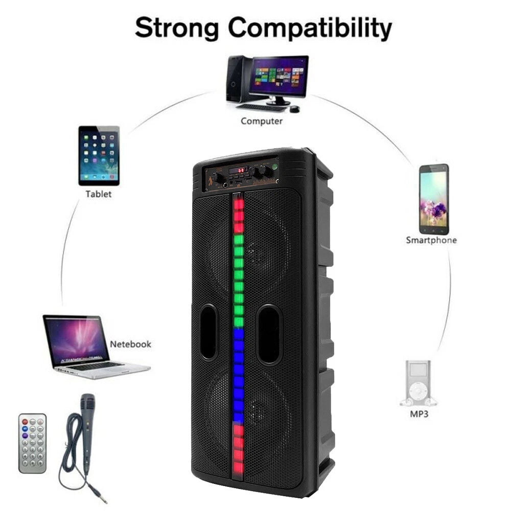 6000W Portable Bluetooth Speaker Sub Woofer Heavy Bass Sound System Party w/ Mic