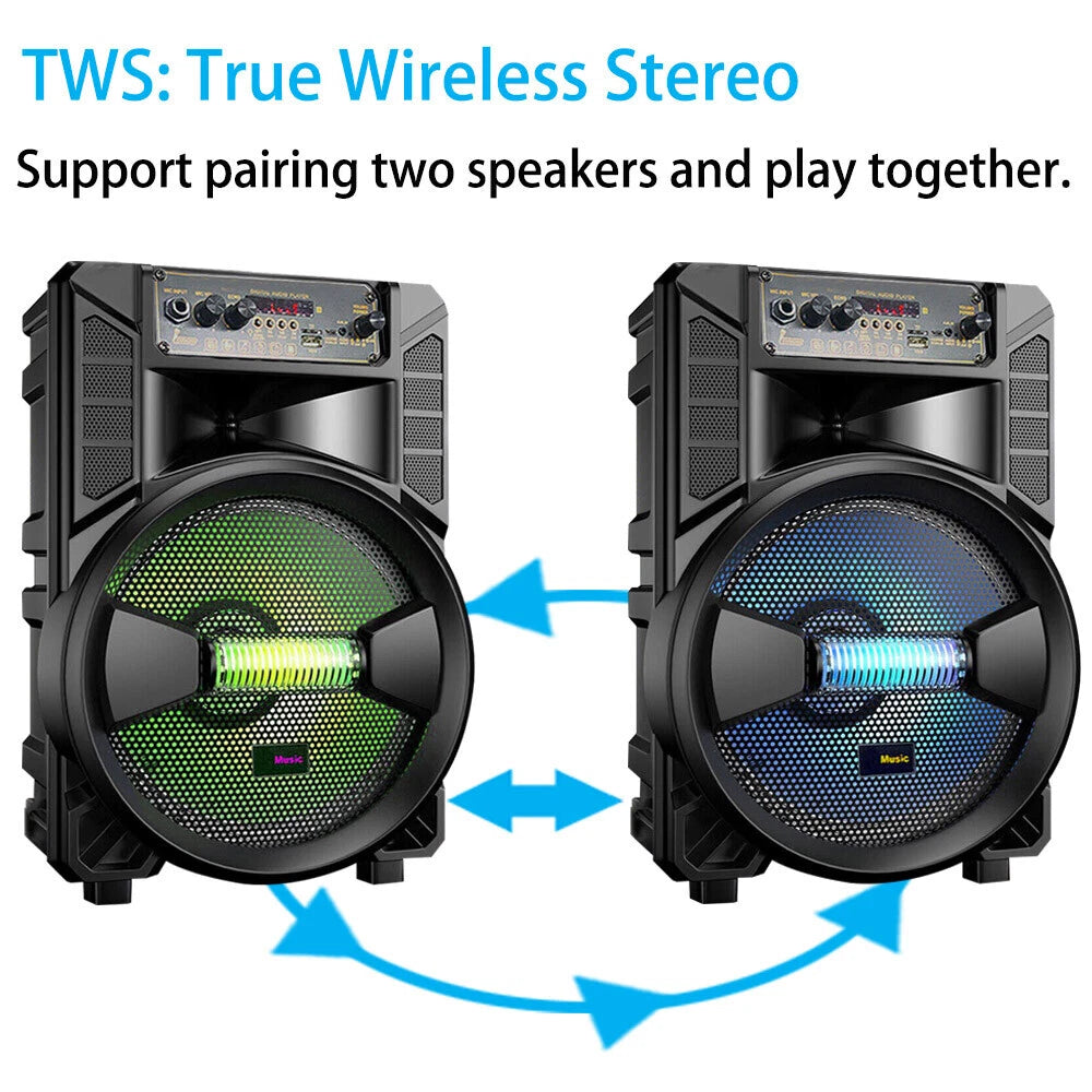 6000W Portable Bluetooth Speaker Sub Woofer Heavy Bass Sound System Party w/ Mic