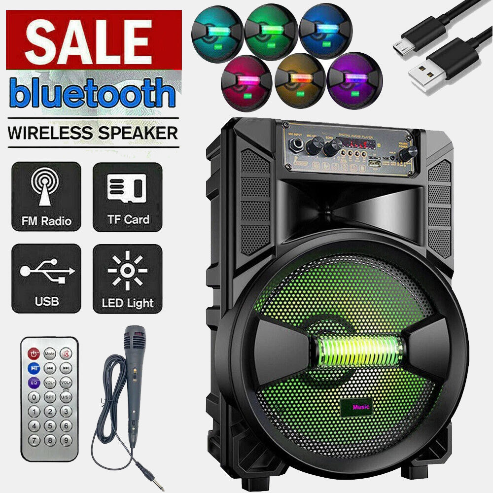 6000W Portable Bluetooth Speaker Sub Woofer Heavy Bass Sound System Party w/ Mic