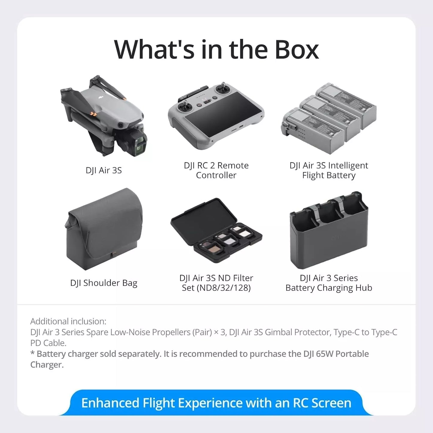 DJI Air 3S Fly More Combo with DJI RC 2 (Ships from USA)