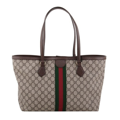 Gucci Ophidia GG Medium Shopper coated canvas leather trim Tote