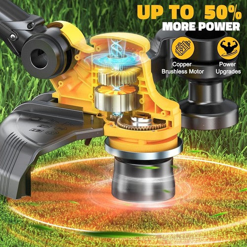 Cordless String Trimmer for Dewalt 20V Battery, Folding 3 In1 Weed Eater with Br