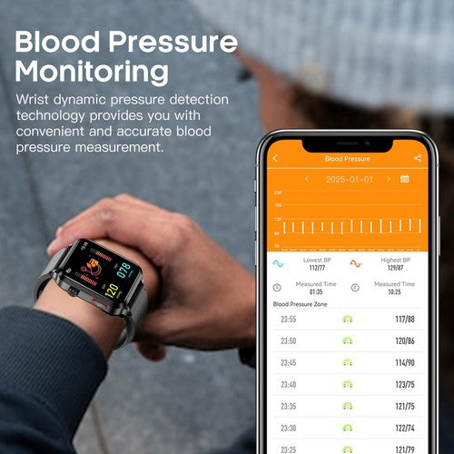 Wrist Blood Pressure Smart Watch, 1.92" lPS Health Fitness Tracker, Air Bag P...
