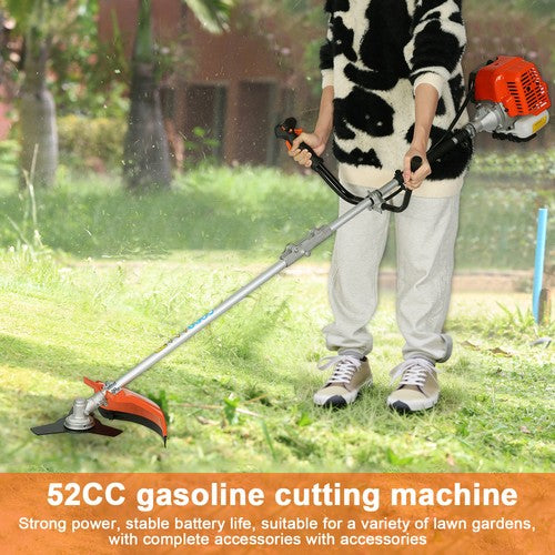 52cc Gas String Trimmer 2-Stroke Weed Wacker Eater 2in1 Hedge Trimmer Lawn Mower