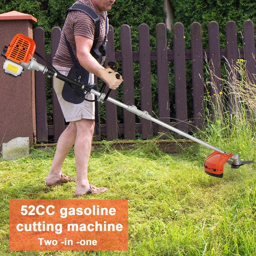 52cc Gas String Trimmer 2-Stroke Weed Wacker Eater 2in1 Hedge Trimmer Lawn Mower