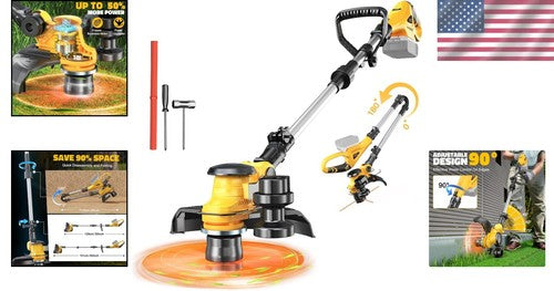 Cordless String Trimmer for Dewalt 20V Battery, Folding 3 In1 Weed Eater with Br