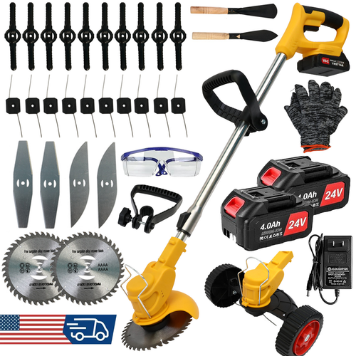 Cordless Weed Eater Electric Brush Cutter Lawn Edger Grass String Trimmer 4.0Ah