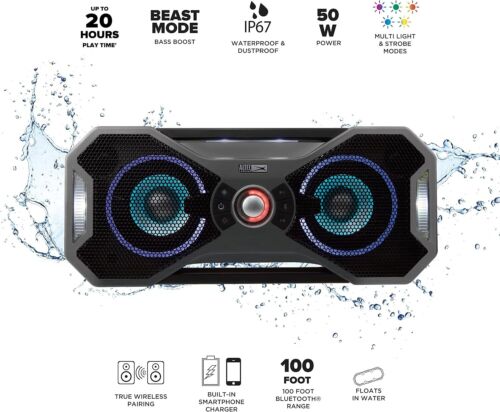 Altec Lansing Mix 2.0 Portable Bluetooth Party Speaker with LED Lights
